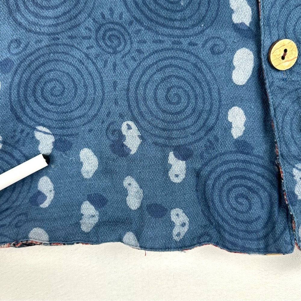 Reversible Button Up Patchwork‎ & Embroidered Jacket Lightweight Office - Picture 13 of 13
